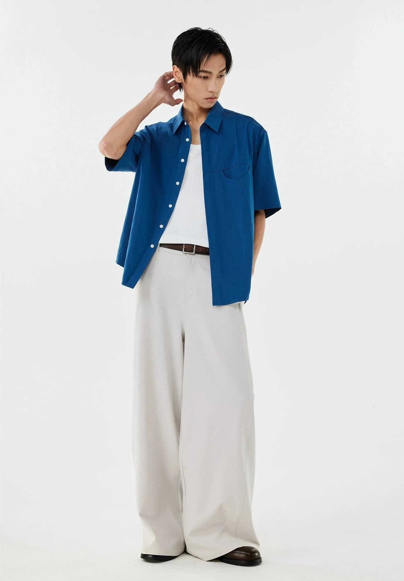 Collared Linen-Blend Button-Up Shirt 5 Collared Linen-Blend Button-Up Shirt - Image 5