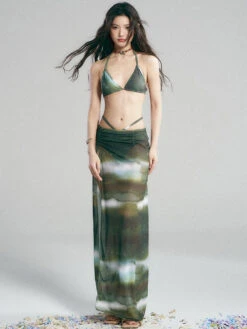 Metallic Halter Bikini Set With Matching Wrap Skirt -Modern Wear Shop 5813c278f692a8660d2eeaf09cfec3e5