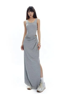 Sleeveless Scoop Neck Maxi Dress With Side Slit And Cut-Out Detail -Modern Wear Shop 582cbb5ee32991cc50cc6a76cc26f5ad