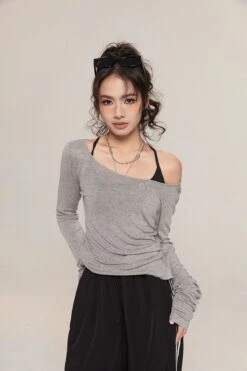 Long Sleeve Scoop Neck Soft Jersey Top -Modern Wear Shop 5859b352e4873b62a25b1e8dfee82cac