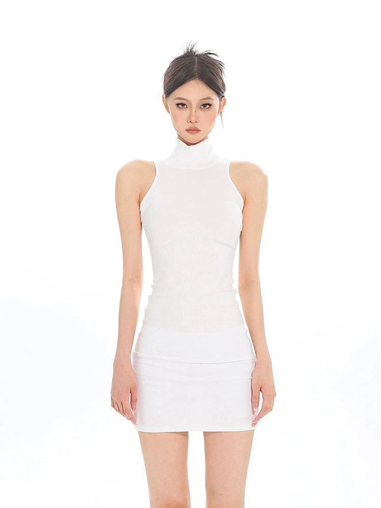 Sleeveless Turtleneck Ribbed Bodycon Dress 9 Sleeveless Turtleneck Ribbed Bodycon Dress - Image 9