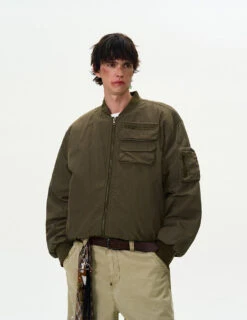 Drop Shoulder Oversized Bomber Jacket With Sleeve Zip Pocket -Modern Wear Shop 589792a3e6803834fe0e2b785b1f7289