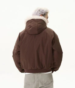 Pinstripe Bomber Jacket With Faux Fur Collar -Modern Wear Shop 58ee4695fdc24b612900213a669dfbd4