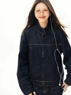 Oversized Contrast Stitch Denim Zip Jacket 18 Oversized Contrast Stitch Denim Zip Jacket -Modern Wear Shop 5931e760c7c821fbe8798bb49009da08