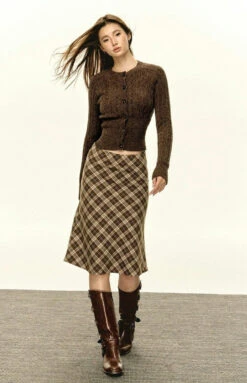 Skinny Cable Knit Button-Up Cardigan -Modern Wear Shop 5994cd7be09c43e9feb18b73bc1eed74