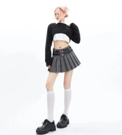Plaid Pleated Double-Belted Mini Skirt 30 Plaid Pleated Double-Belted Mini Skirt -Modern Wear Shop 599c7a28b7ef6884e87f59abe923bafd