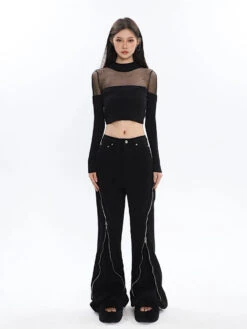 Zippered Split Semi-Flare Pants -Modern Wear Shop 59d4bf1f68c4c38ede231109bd82655a