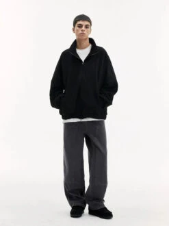 Stand Collar Zip-Up Sweatshirt Jacket With Elastic Hem 27 Stand Collar Zip-Up Sweatshirt Jacket With Elastic Hem -Modern Wear Shop 59e389a0e2f1253e461590554e95c8a7