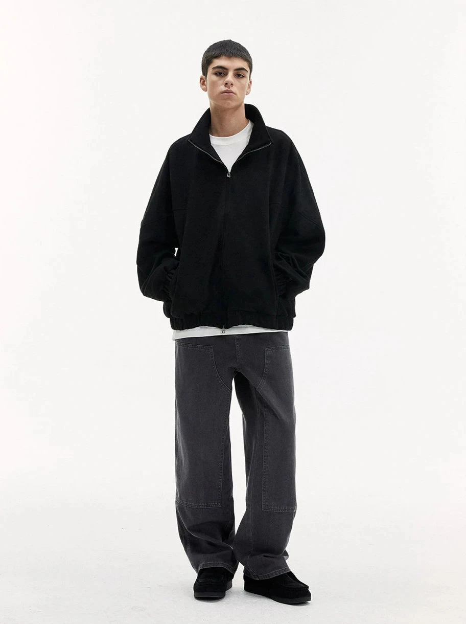 Stand Collar Zip-Up Sweatshirt Jacket With Elastic Hem 13 Stand Collar Zip-Up Sweatshirt Jacket With Elastic Hem - Image 13