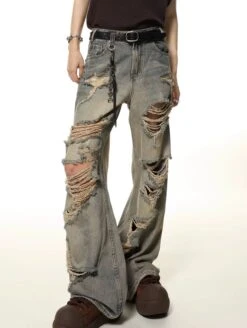 Extra-Distressed Vintage Wash Wide-Leg Jeans -Modern Wear Shop 5a265fe9abb4a2f1a0583bb593efe110