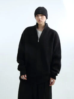 Oversized Half Zip Collar Knit Sweater -Modern Wear Shop 5a814775740c4f4cda0b206f6e159091