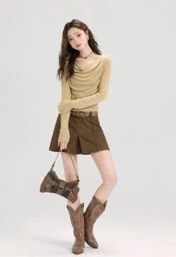 Cowl Neck Ruched Side Long Sleeve Top -Modern Wear Shop 5aa9b760c10ffa9f7682a5338bf1d91f