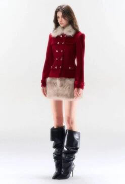 Napoleon Faux Fur Collar Jacket And Mini Skirt Two Piece Set -Modern Wear Shop 5abdc382e9fe70bb36185f60d8164116