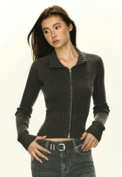 Ribbed Zip-up Slim Cropped Sweater 23 Ribbed Zip-up Slim Cropped Sweater -Modern Wear Shop 5b1b8305ac8f6b39803346d1a0ce7271