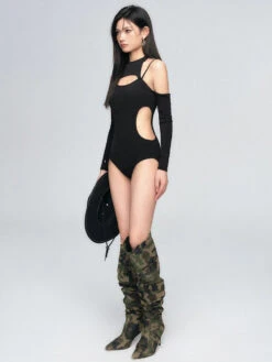 Cutout One-Piece Swimsuit With Long Sleeves -Modern Wear Shop 5b219780dc43c4322e7208de59e4e21c