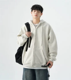 Oversized Zip-Up Sweatshirt Hoodie With Drop Shoulders -Modern Wear Shop 5b7b8a117493ccc1f9fdbb24e834797c