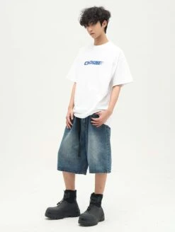 Faded Denim Shorts -Modern Wear Shop 5c07b586c8c16e508aed623a27118b73