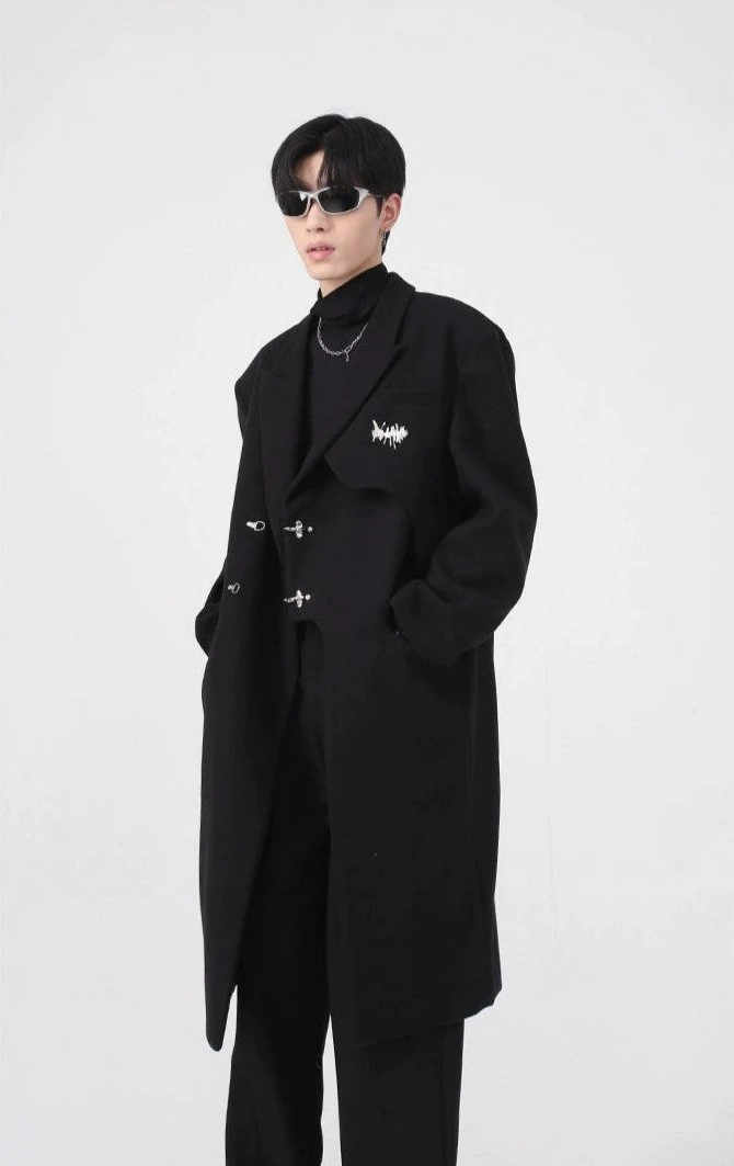 Asymmetric Oversized Faux-Woolen Coat With Metal Buckle 3 Asymmetric Oversized Faux-Woolen Coat With Metal Buckle - Image 3