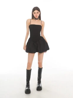 Sleeveless Spaghetti Strap Bubble-Skirt Skater Dress -Modern Wear Shop 5c0d63e13f4842d159896363a3c0756c