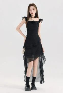 Tiered Ruffle Midi Dress With Floral Detail