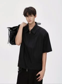 Two Way Zip Boxy Short Sleeve Top -Modern Wear Shop 5cb479b615858f1567f227bcae5f0669