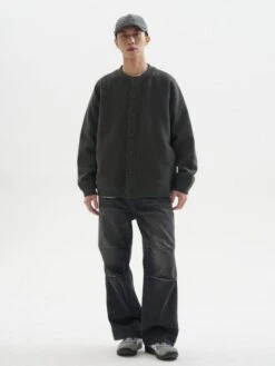 Button-Up Textured Knit Bomber Jacket -Modern Wear Shop 5d97019ba7ca5ab2b630826490fdcfba