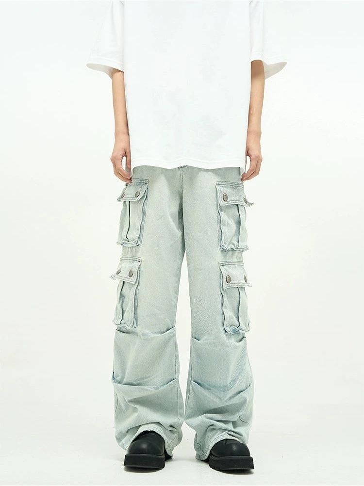 Faded Multi Pocket Denim Pants 3 Faded Multi Pocket Denim Pants - Image 3
