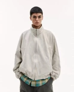 Stand Collar Zip-Up Sweatshirt Jacket With Elastic Hem