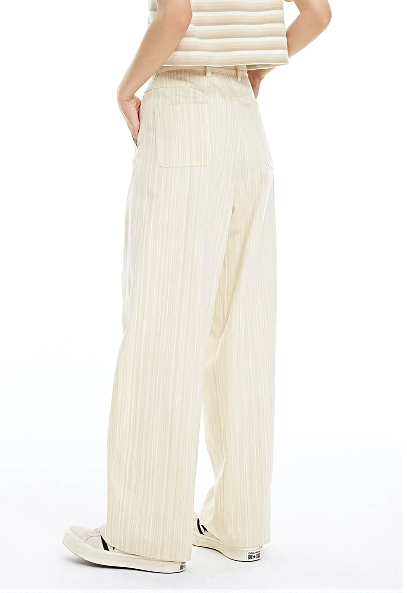 Textured Pinstripe Wide Leg Pants 4 Textured Pinstripe Wide Leg Pants - Image 4