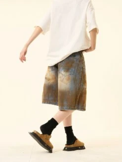 Sandblast Denim Bermuda Shorts With Oversized Pockets -Modern Wear Shop 5e806a092f2be1ea599386cf03da81e2