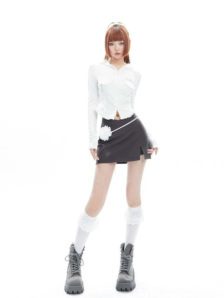 Asymmetric V-Cut Mini Skirt With Side Slit 17 Asymmetric V-Cut Mini Skirt With Side Slit - Image 17