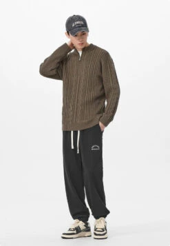 Cable Knit Zip-Up Mock Neck Sweater -Modern Wear Shop 5e86d85d10a455e0f284885033ccf6f4