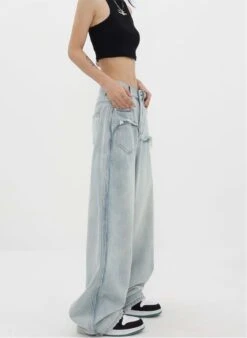 Mock Two-Piece Faded Distressed Jeans -Modern Wear Shop 5e957034545735dbde23d9143875ad0f
