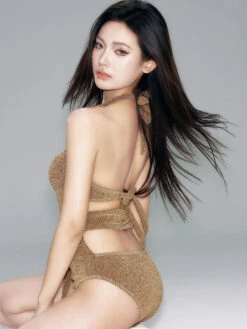 Textured One-Piece Swimsuit With Chain Straps And Tie Belt -Modern Wear Shop 5ed70ef43992891970101f471b2e6f17