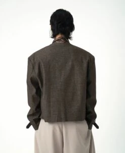 Asymmetric Button Mid Crop Jacket With Buckled Cuffs -Modern Wear Shop 5ee716e6ddeceb4096c303b7adb906ce