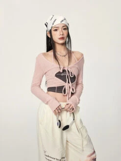 Long Sleeve Crop Top With Lace-Up Detail 30 Long Sleeve Crop Top With Lace-Up Detail -Modern Wear Shop 5f4570eb94c04dc0ee358173d8c0df94