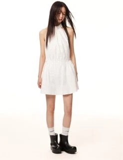 Sleeveless Halter Ruched Neck Gathered Waist Tent Dress -Modern Wear Shop 5f8daa78ffdf1d948fe66d2992b56971