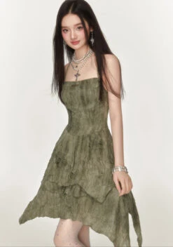 Textured Tiered Ruffle And Strappy Open Back Mini Dress -Modern Wear Shop 6080a9eb4d46287fab79eeb061f2b786