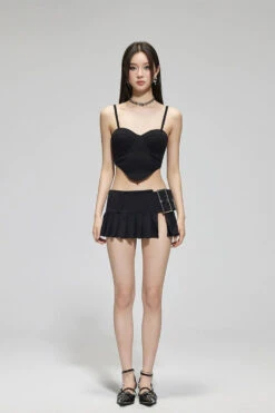 Textured Bustier Bikini Top With Belted Skirtini Set -Modern Wear Shop 60c6c01612e8d34e9047efc2aad5db49