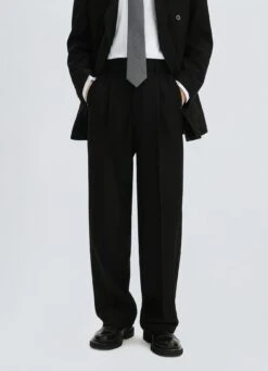 Straight Leg Pleated Trousers With Belt Loops -Modern Wear Shop 60fa4111a9922aab270c305eb9673dd6 topaz enhance 2x