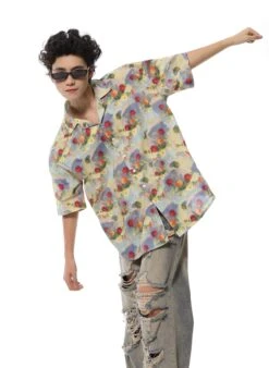 Floral Watercolor Print Oversized Short Sleeve Button-Up Shirt -Modern Wear Shop 60fc4ffa9e8ad11a37a06c4ca05d22d3
