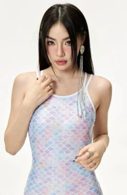 Scoop Neck Mermaid Scale Print One-Piece Swimsuit -Modern Wear Shop 611cb2aac92a301655f543d6bf4036c2