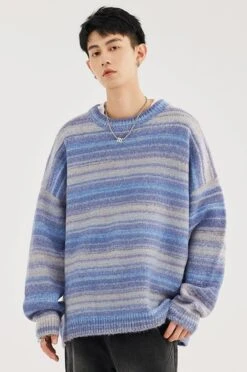 Striped Abstract-Effect Crew Neck Pullover Sweater 15 Striped Abstract-Effect Crew Neck Pullover Sweater -Modern Wear Shop 6130e7d834f6e70b99337e23a52c4018