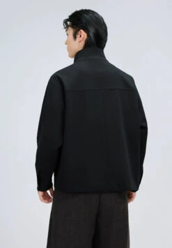 Structured Stand Collar Single Button Jacket With Pockets -Modern Wear Shop 6174c5d14d9fe0c01431500b1bb1bf92