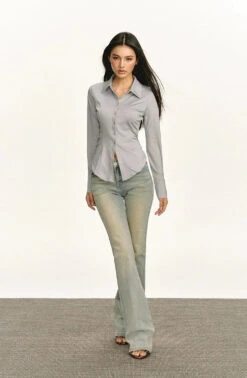 Classic Button-Up Long Sleeve Blouse -Modern Wear Shop 6180a30402b2cd3de0f41962533cf069
