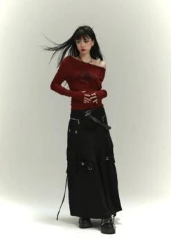 Off-Shoulder Long Sleeve Tattoo Print Top -Modern Wear Shop 6200f63835c4b8bec3fbc433216abfb2