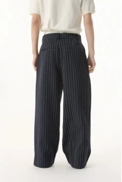 Mock Two-Piece Pinstripe Wide Leg Trousers With Elastic Waist -Modern Wear Shop 627282cb1c722db79464ce4aa482e32e