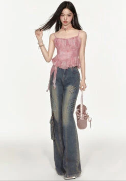 Asymmetric Layered Ruffle Spaghetti Strap Tie Dye Cami Top -Modern Wear Shop 632a9916822b4d7b1036681ed2e2a9b0