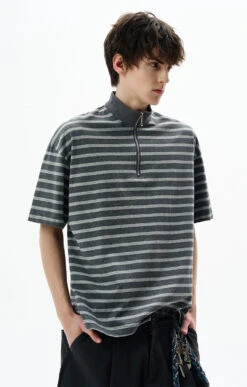 Stripe Half Zip Short Sleeve Shirt 17 Stripe Half Zip Short Sleeve Shirt -Modern Wear Shop 634dea0eb01d26f73b2c50d8039be33c