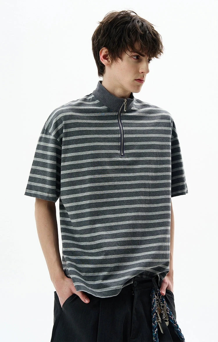 Stripe Half Zip Short Sleeve Shirt 8 Stripe Half Zip Short Sleeve Shirt - Image 8